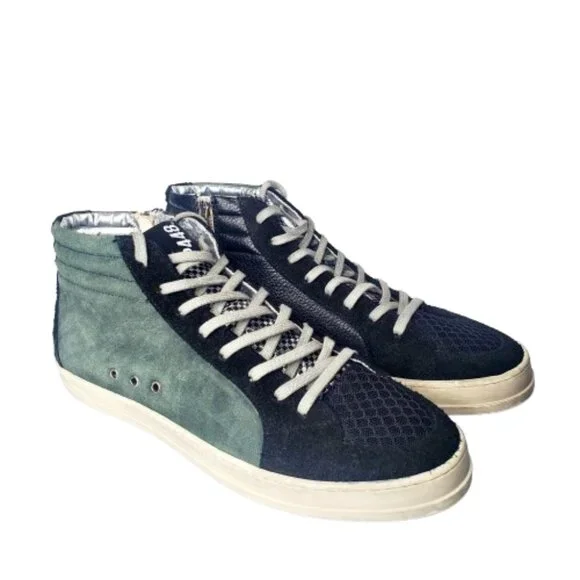 P448 Skate Suede & Leather High Top Green & Black Sneaker. Size 10.5/44 - Picture 9 of 11